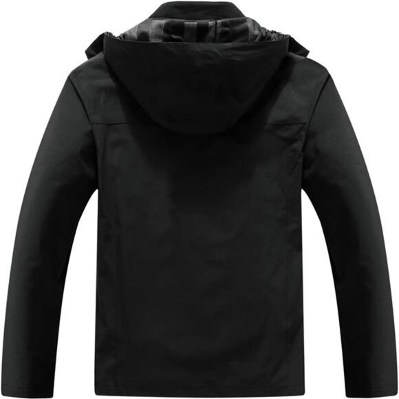 Men's Lightweight Waterproof Hooded Rain Jacket Outdoor Raincoat Shell Jacket - Picture 2 of 8